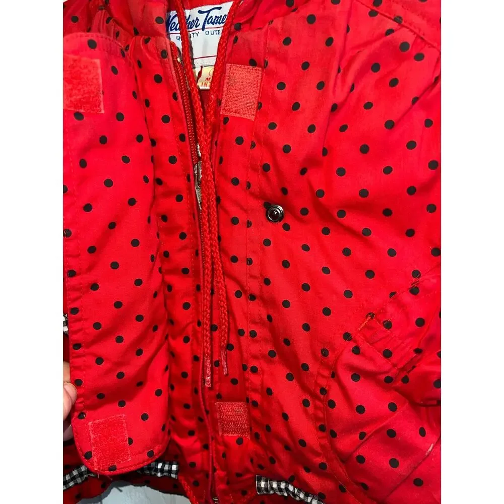 Vintage Red Polkadot and heart toddler puffer coat size 24 months red,black